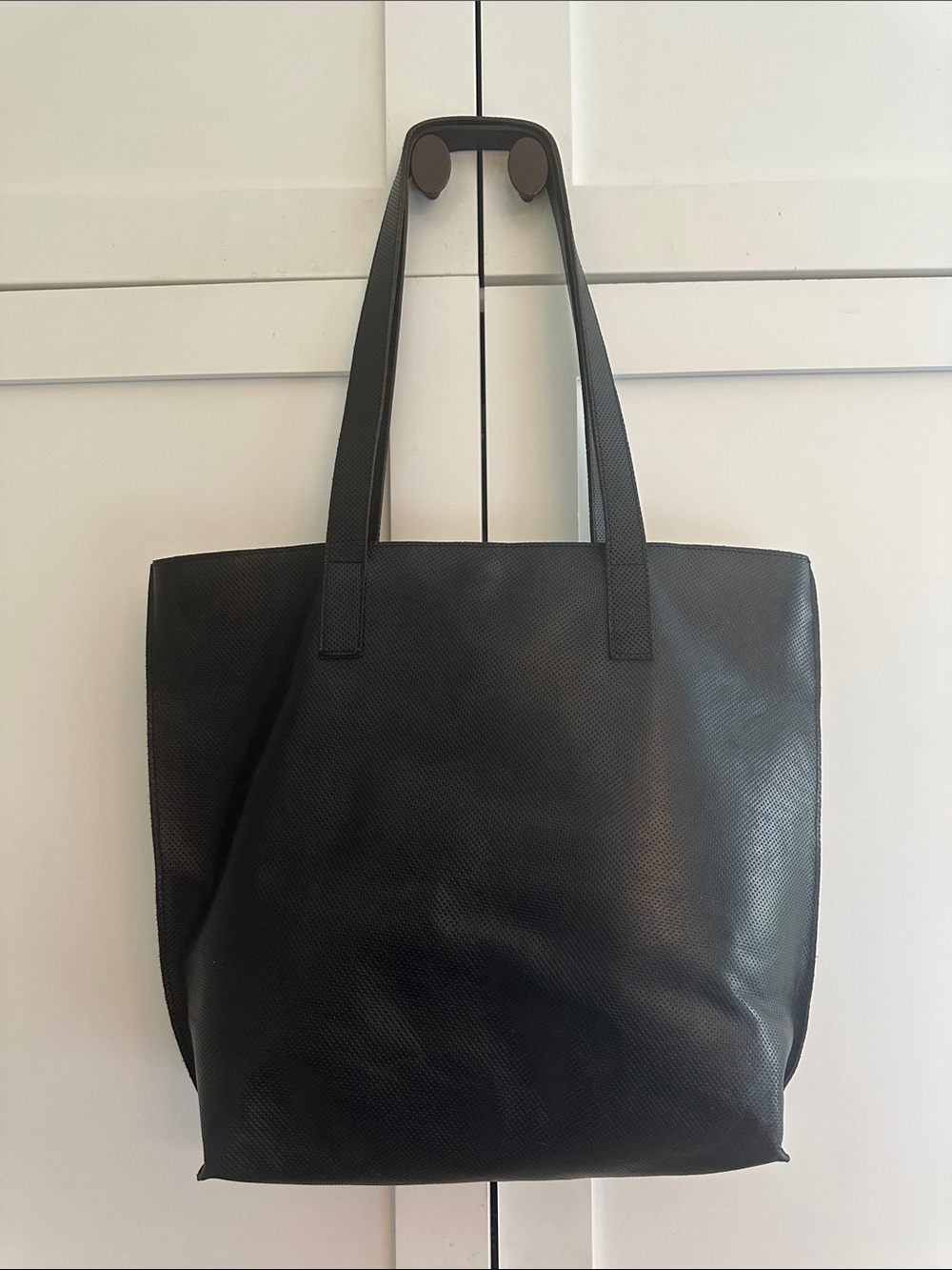 KIKO RAW EDGE PERFORATED LEATHER TOTE